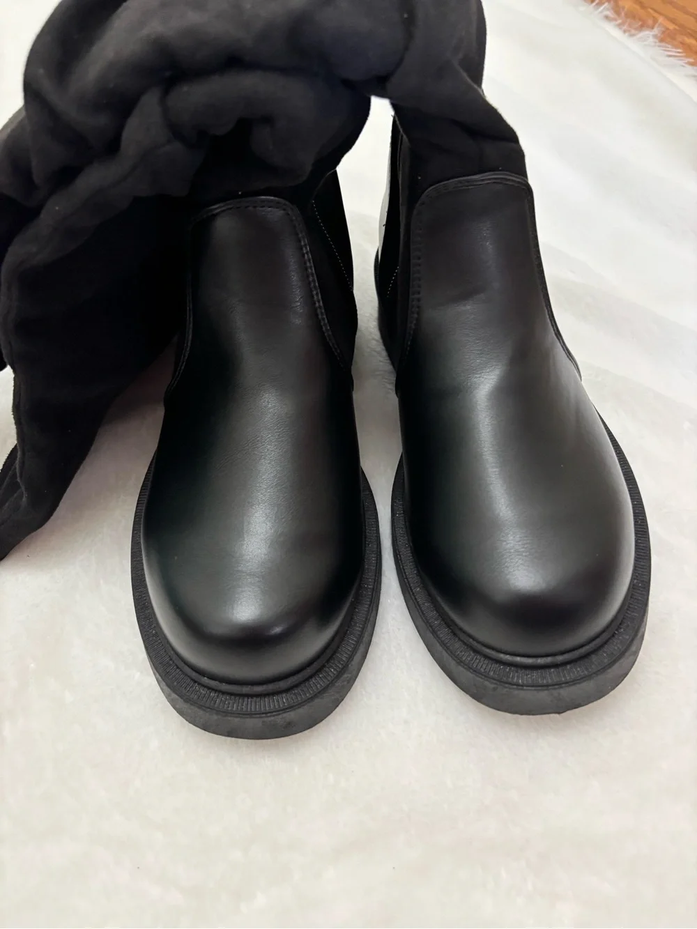 NEW Black Slouch Knee High Boots Chunky Platform Goth Grunge Women’s 7.5 NWOB
